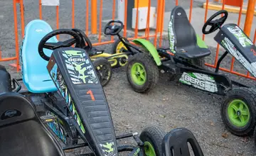 Pedal karts available for families staying at Warburton Holiday Park.